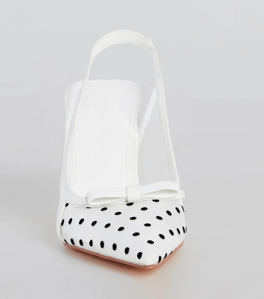 Adorably Posh Polka Dot Mesh Slingback Pumps Product Image