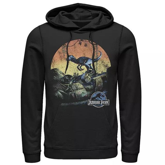 Mens Jurassic World Retro Raptor Sunset in Jungle Hoodie Product Image