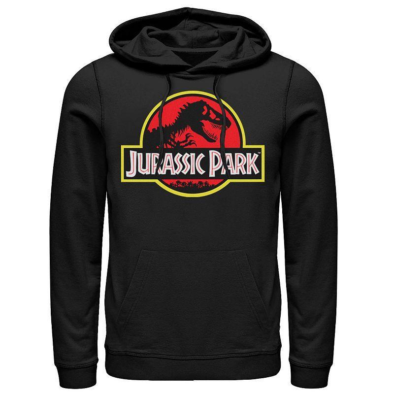 Mens Jurassic Park Red & Yellow Outline Logo Graphic Hoodie Product Image