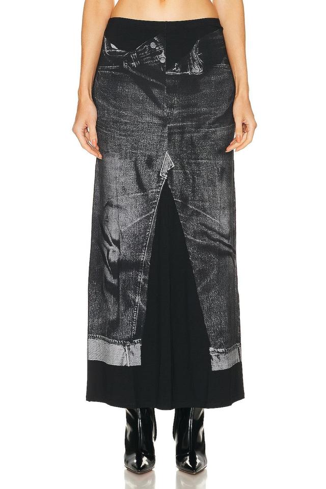 Jean Paul Gaultier Trompe L'oeil Flag Label Long Skirt Black. (also in ). Product Image