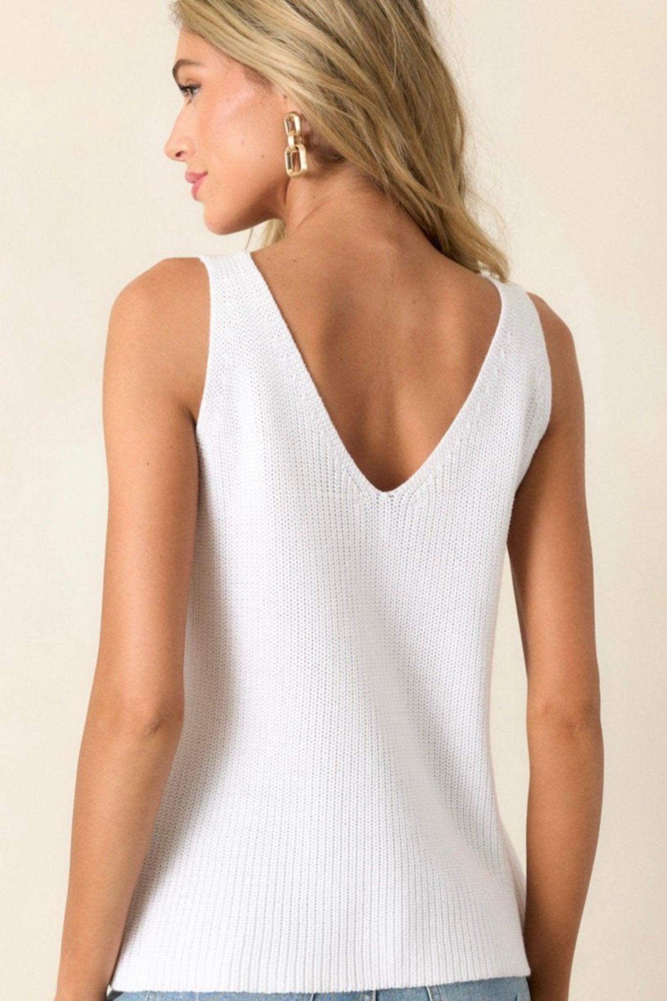 Retro Radiance Ivory Knit Tank Top Product Image