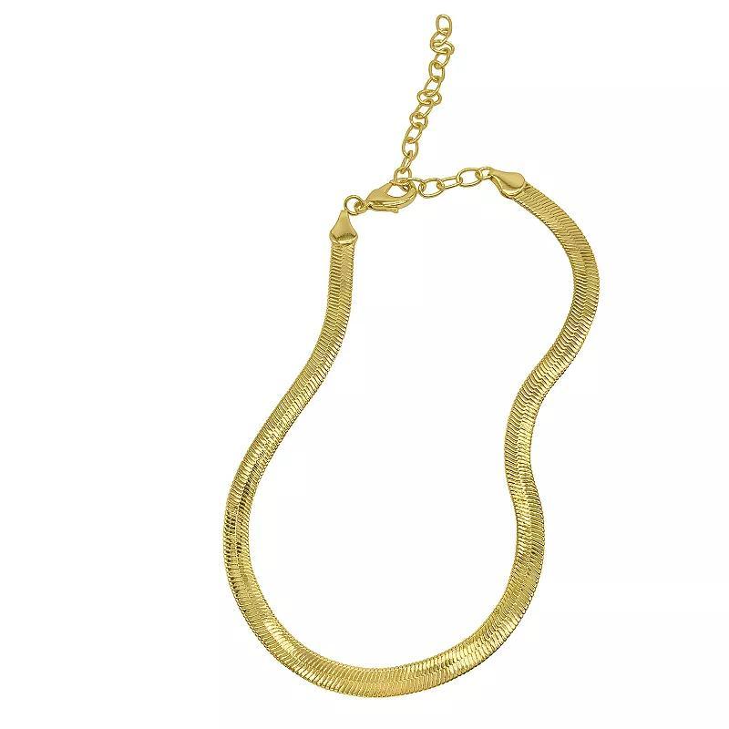 Adornia 14k Gold Plated Herringbone Snake Chain Necklace, Womens Yellow Product Image