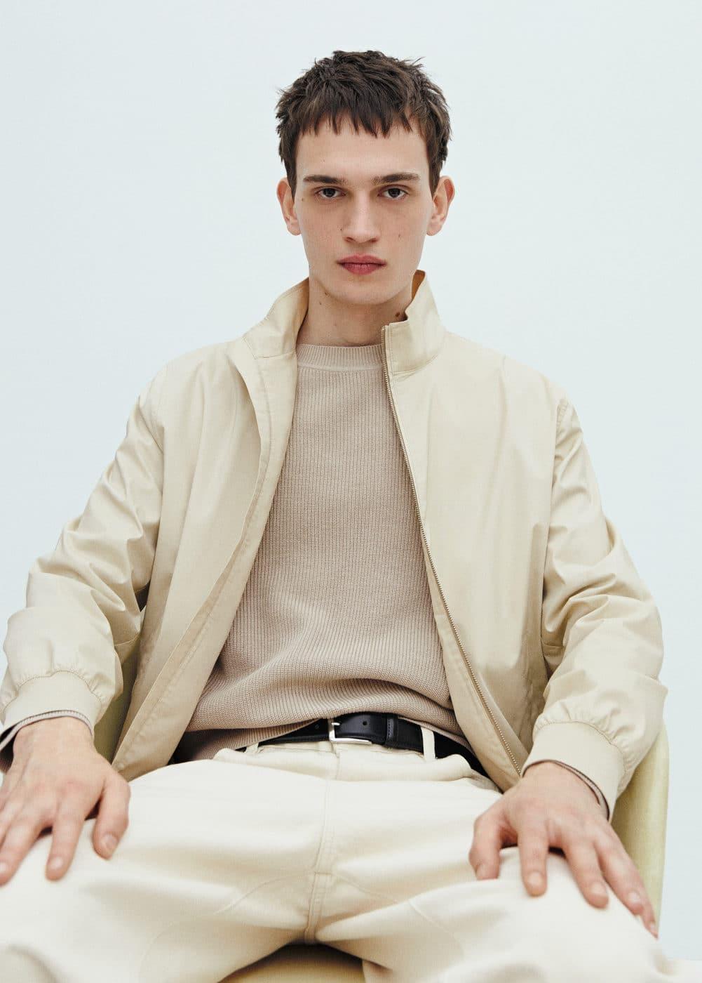 MANGO MAN - Ribbed round-neck sweater light/pastel greyMen Product Image