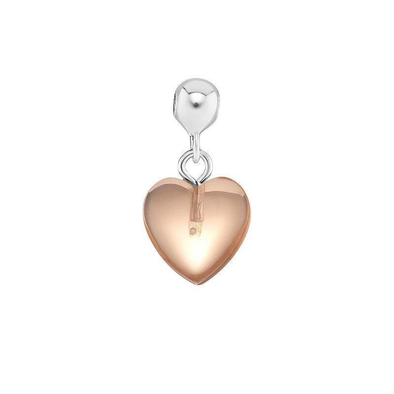 PRIMROSE Sterling Silver Polished Glass Heart Sliding Charm, Womens, Sterling Topaz Product Image