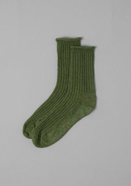 Cotton Marl Socks | Olive Green Product Image