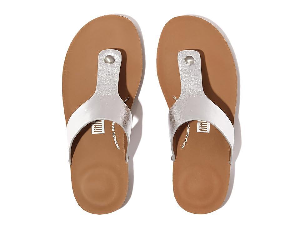 FitFlop Iqushion Metallic-Leather Toe-Post Sandals Women's Sandals Product Image