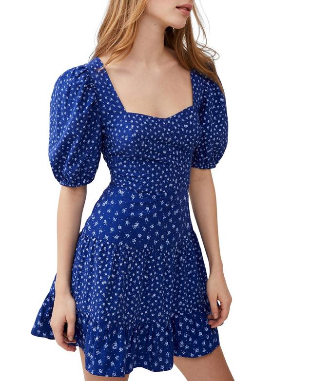 French Connection Womens Printed Puff-Sleeve A-Line Dress Product Image