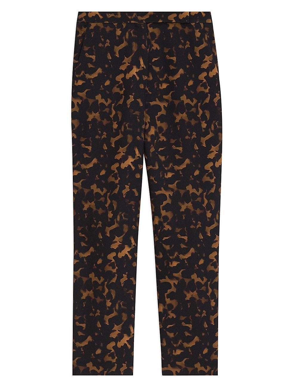 Womens Tortoise-Print Slim High-Rise Cropped Pants Product Image