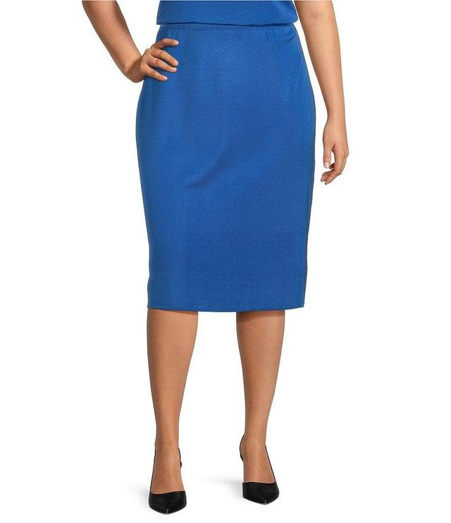 Ming Wang Plus Size Knit Elastic Waist Pencil Skirt Product Image