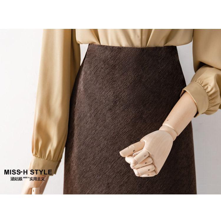 High Rise Patterned A-Line Midi Skirt Product Image