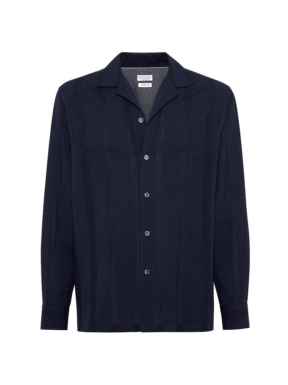 Brunello Cucinelli Easy Fit Solid Long Sleeve Camp Shirt Product Image