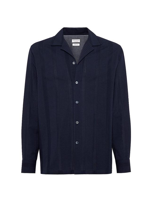 Men's Seersucker Stripe Casual Button-Down Shirt Product Image