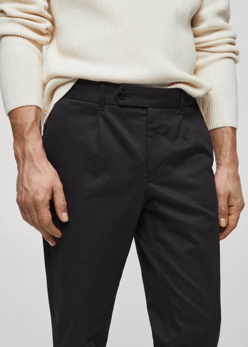 MANGO MAN - Pleat detail wool pants medium brownMen Product Image