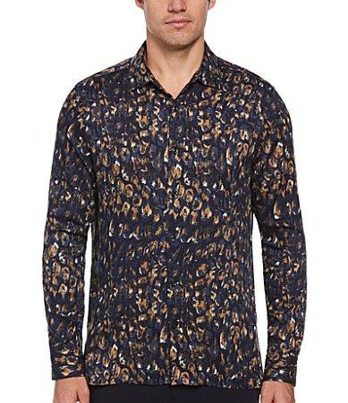 Perry Ellis Stretch Paint Strokes Print Long Sleeve Woven Shirt Product Image