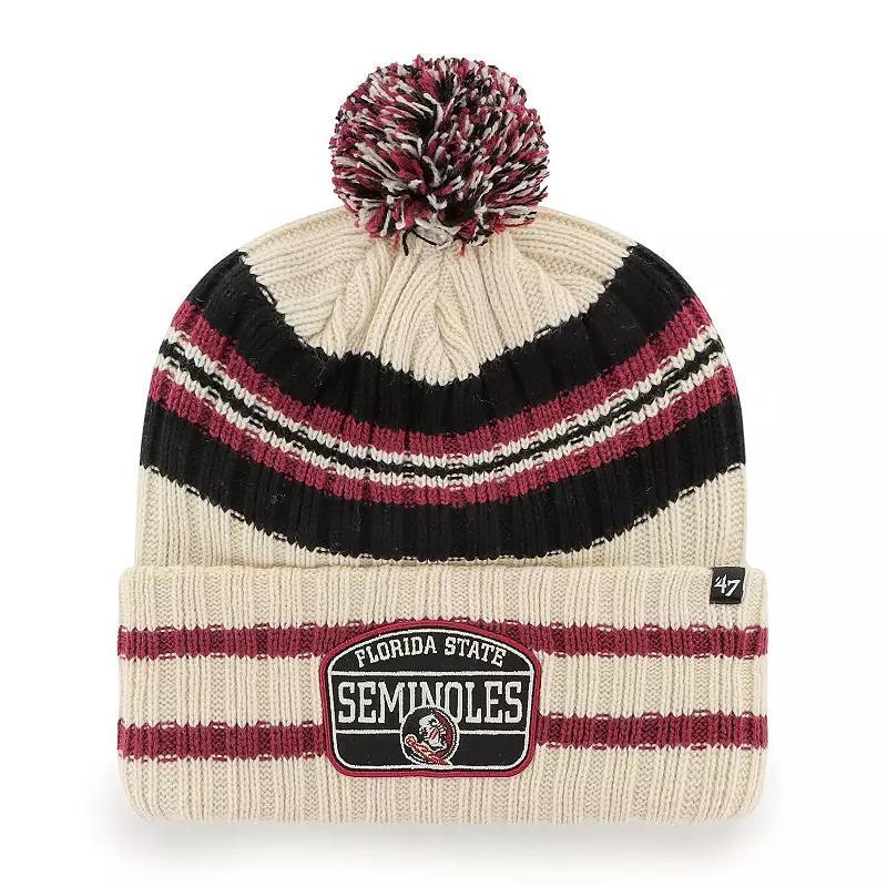 Mens 47 Natural Florida State Seminoles Hone Patch Cuffed Knit Hat with Pom Product Image