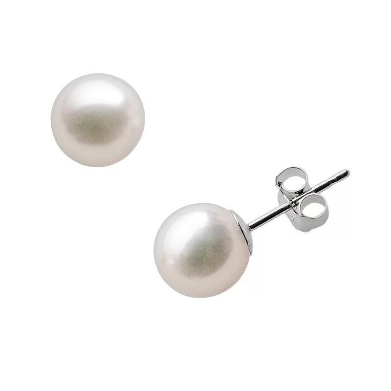 18k White Gold AA Akoya Cultured Pearl Stud Earrings (7-7.5 mm), Womens Product Image