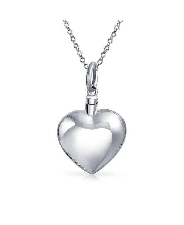 Large Engravable Puff Heart Shape Locket Pendant For Women Memorial Cremation Urn Necklace For Ashes .925 Sterling Silver Product Image