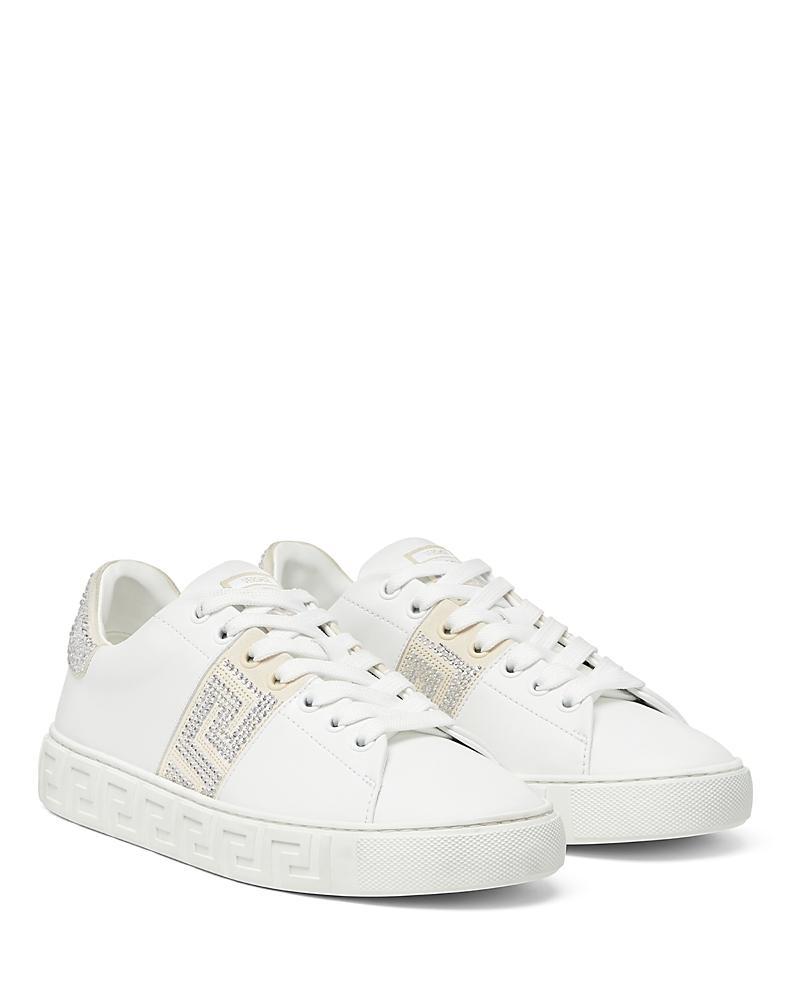 Womens Crystal-Embellished La Greca Low-Top Sneakers Product Image