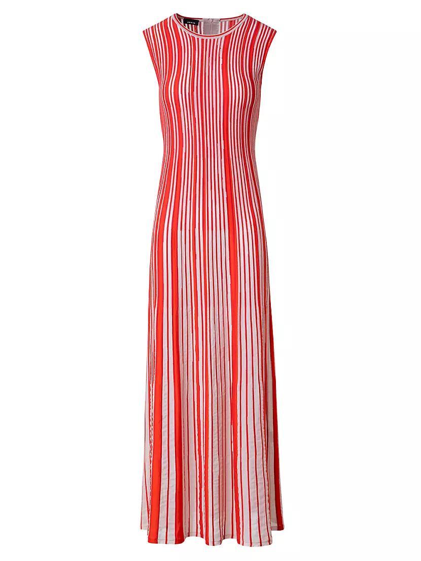 Striped Silk & Wool-Blend Midi-Dress Product Image