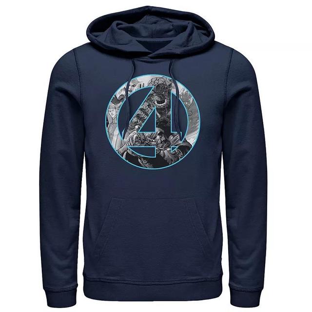 Mens Marvel Fantastic Four Comic Fill Center Chest Logo Hoodie Blue Product Image