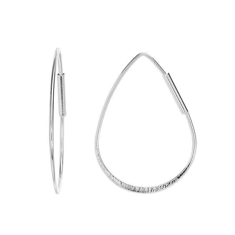 LC Lauren Conrad Teardrop Hoop Earrings, Womens, Silver Product Image