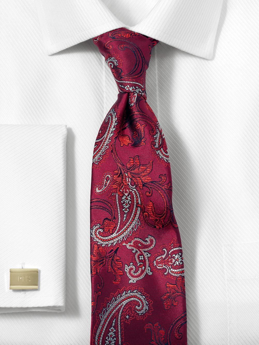 Paisley Woven Silk Tie - Red Product Image