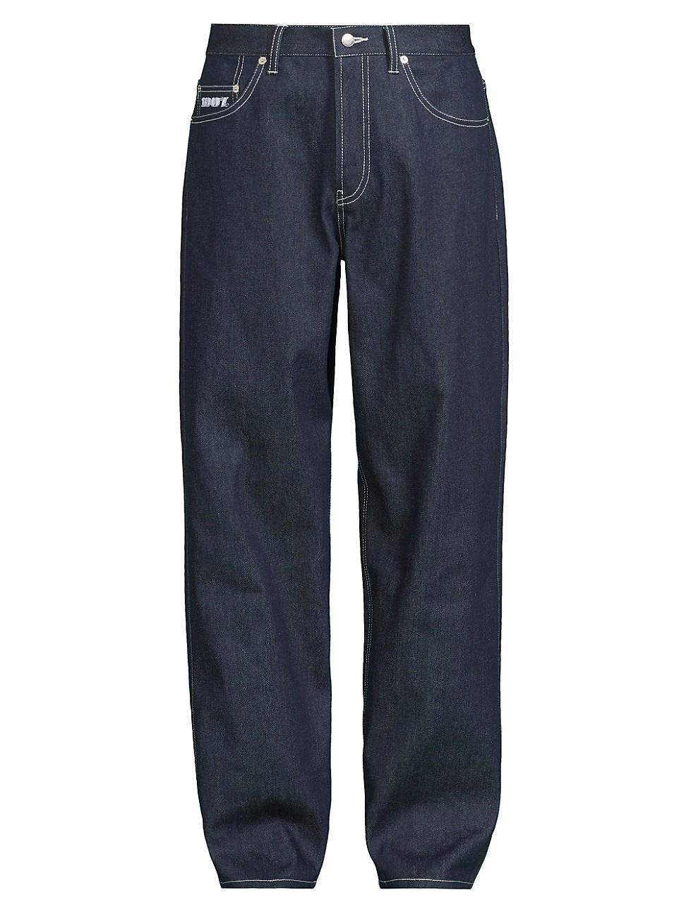 Mens Raw-Denim Wide-Leg Jeans Product Image