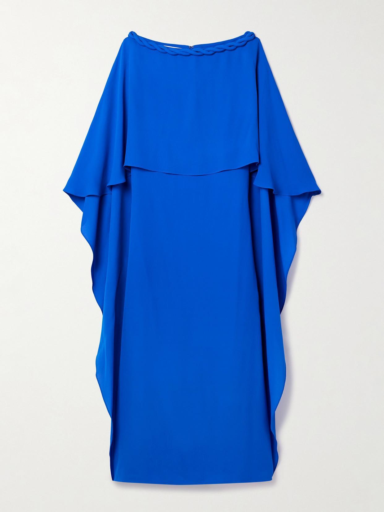 Electric Blue Silk Midi Dress Product Image