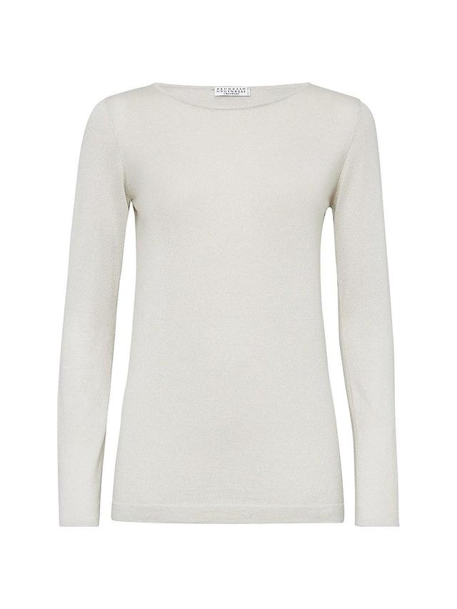 Womens Cashmere And Silk Sparkling Lightweight Sweater Product Image