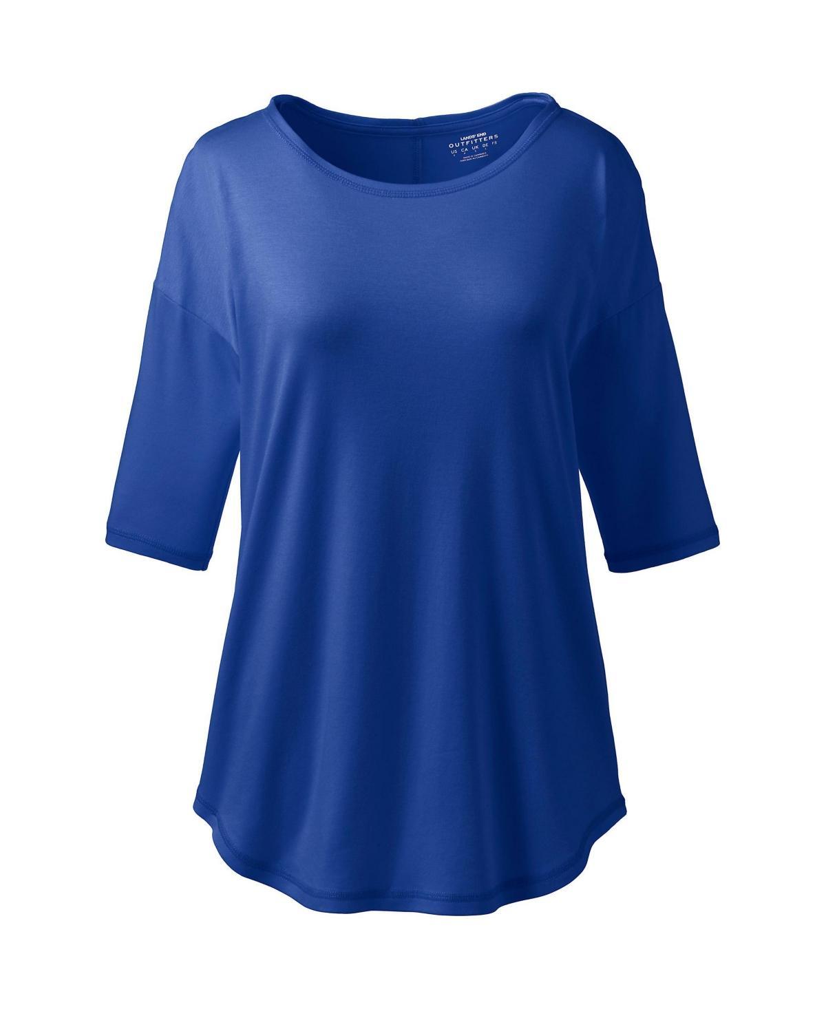 Womens Lands End Supima Micro Modal Elbow Sleeve Balletneck Curved Hem Tee Product Image