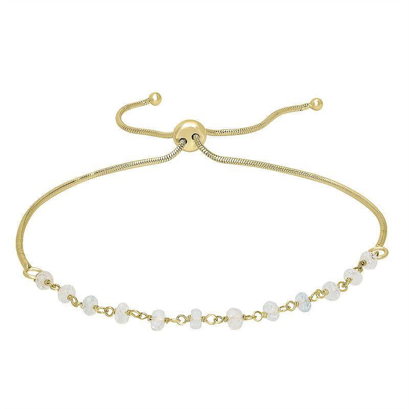 Gemistry 14k Gold over Sterling Silver Gemstone Beaded Adjustable Bracelet, Womens Labradorite Product Image