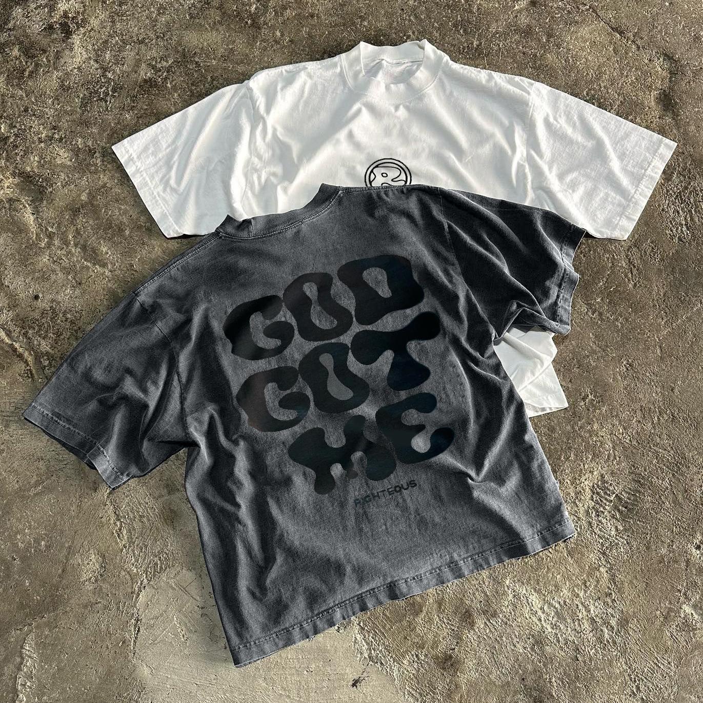 Vintage God Got Me Graphics Printed Cotton T-Shirt Product Image