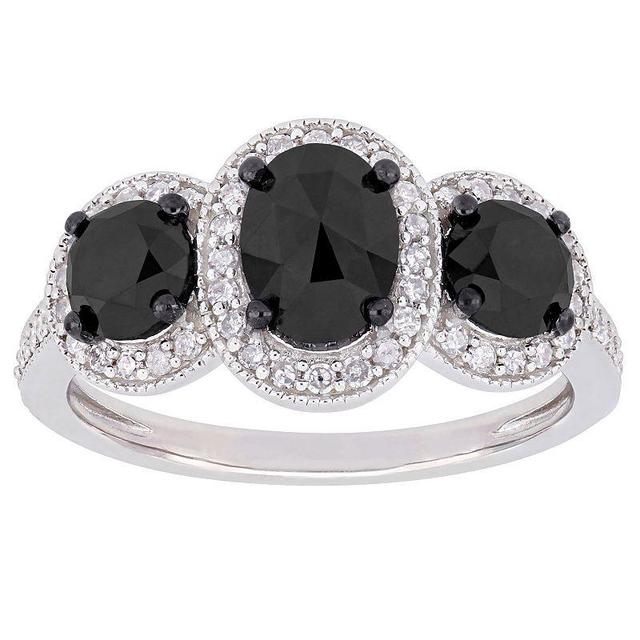 Stella Grace Sterling Silver 2-2/5 Carat T.W. Black & White Diamond Engagement Ring, Womens Product Image