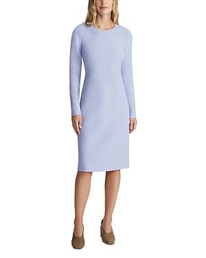 Seamed Long-Sleeve Shift Midi Dress Product Image