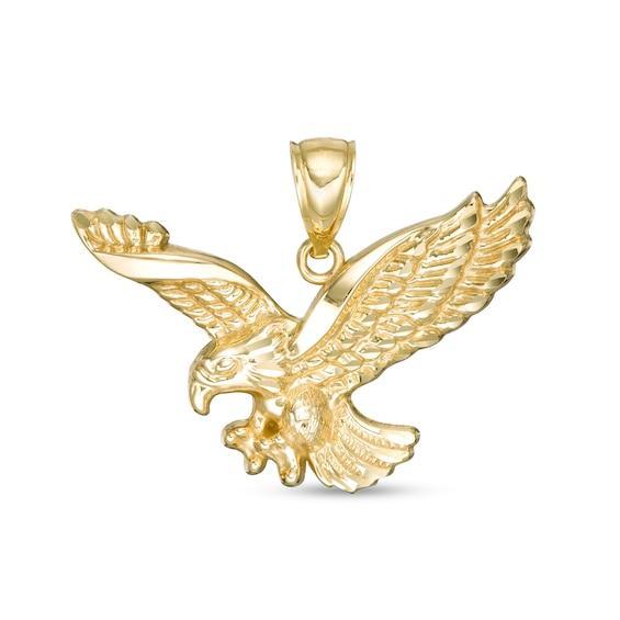 Men's Diamond-Cut Flying Eagle Necklace Charm in 10K Gold Product Image