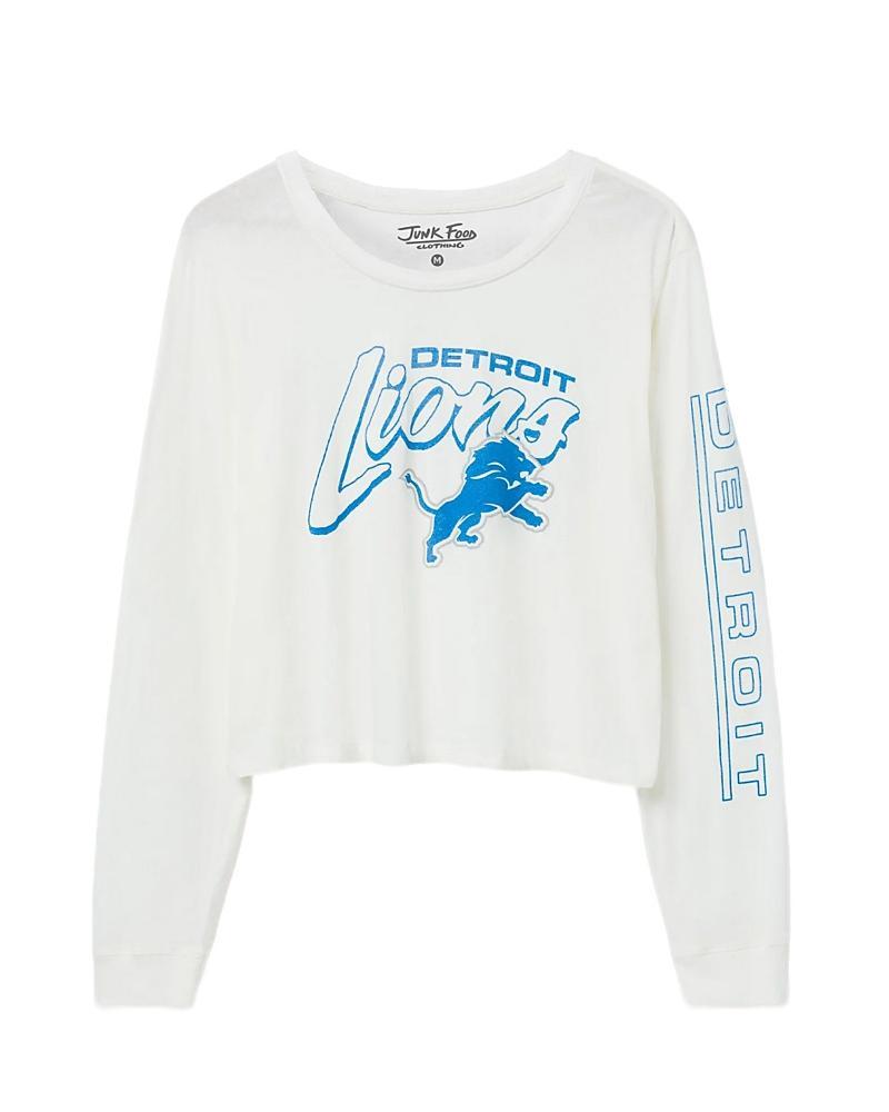 Junk Food Clothing Womens Nfl Detroit Lions Touchdown Long Sleeve Cropped Tee Product Image