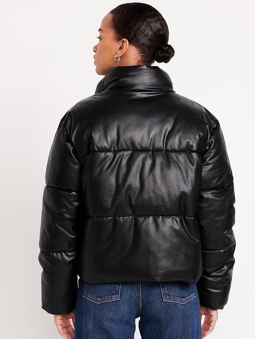 Faux-Leather Puffer Jacket Product Image