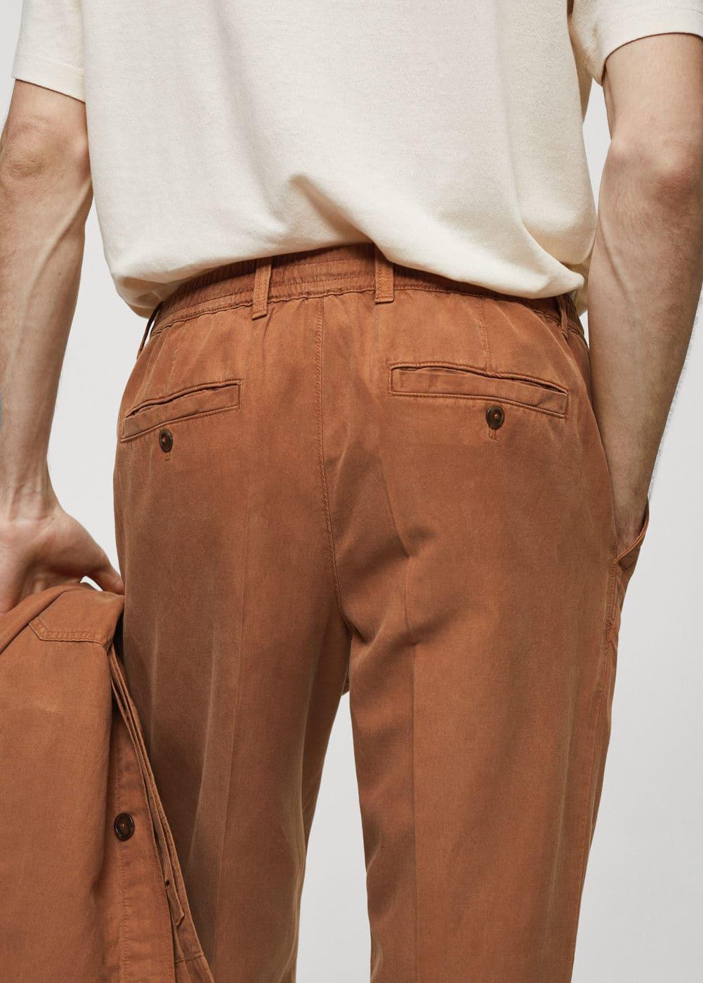 MANGO MAN - PantalÃ³n slim fit mezcla lino cordÃ³n burnt orangeMen Product Image