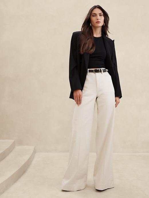 Italian Linen-Cotton Wide Leg Pant Product Image