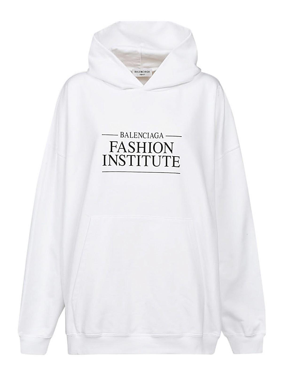 BALENCIAGA Printed Organic Cotton Hoodie In White Product Image