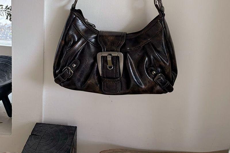 Buckled Faux Leather Shoulder Bag Product Image