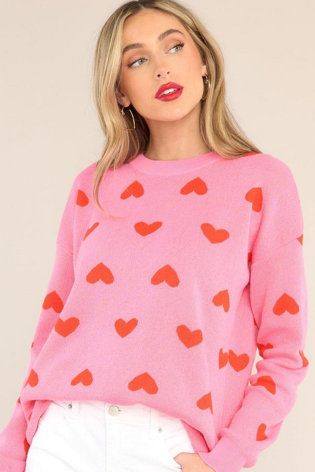 Sweet Thing Pink & Red Heart Sweater Product Image