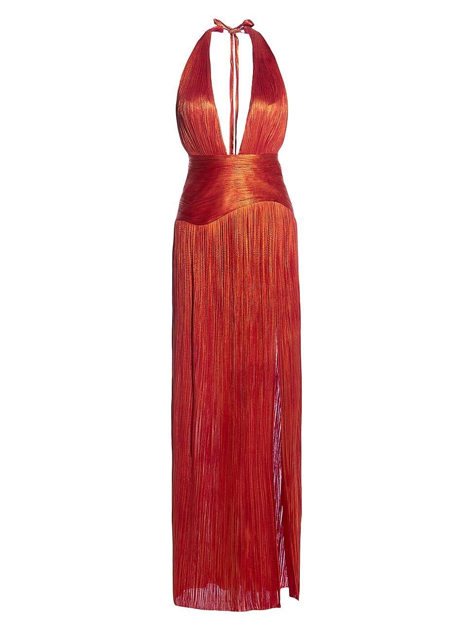 Womens Gemma Metallic Silk Plunge Gown product image