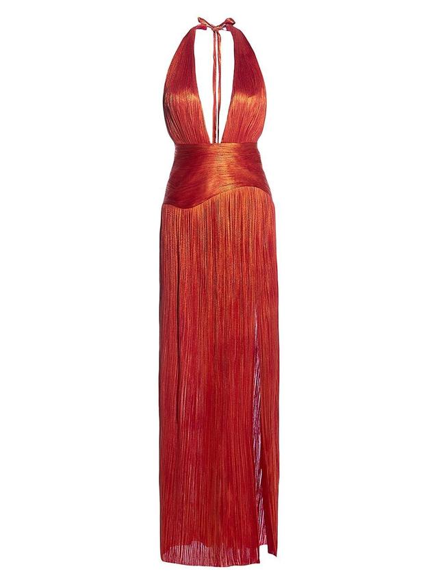 Womens Gemma Metallic Silk Plunge Gown Product Image