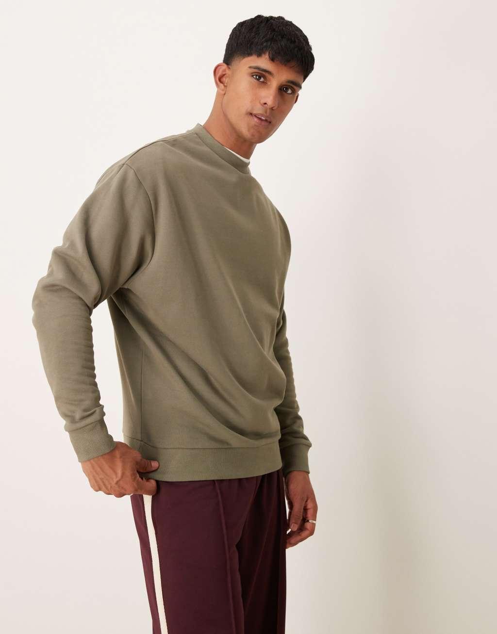 ASOS DESIGN essential oversized sweatshirt in khaki Product Image