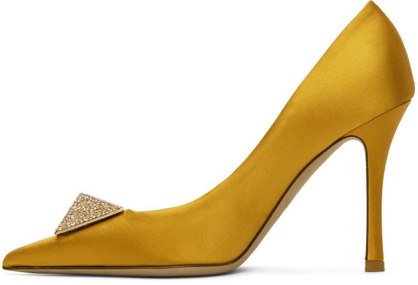 VALENTINO GARAVANI Yellow One Stud 100 Heels In 73d Gold/golden Shad Product Image