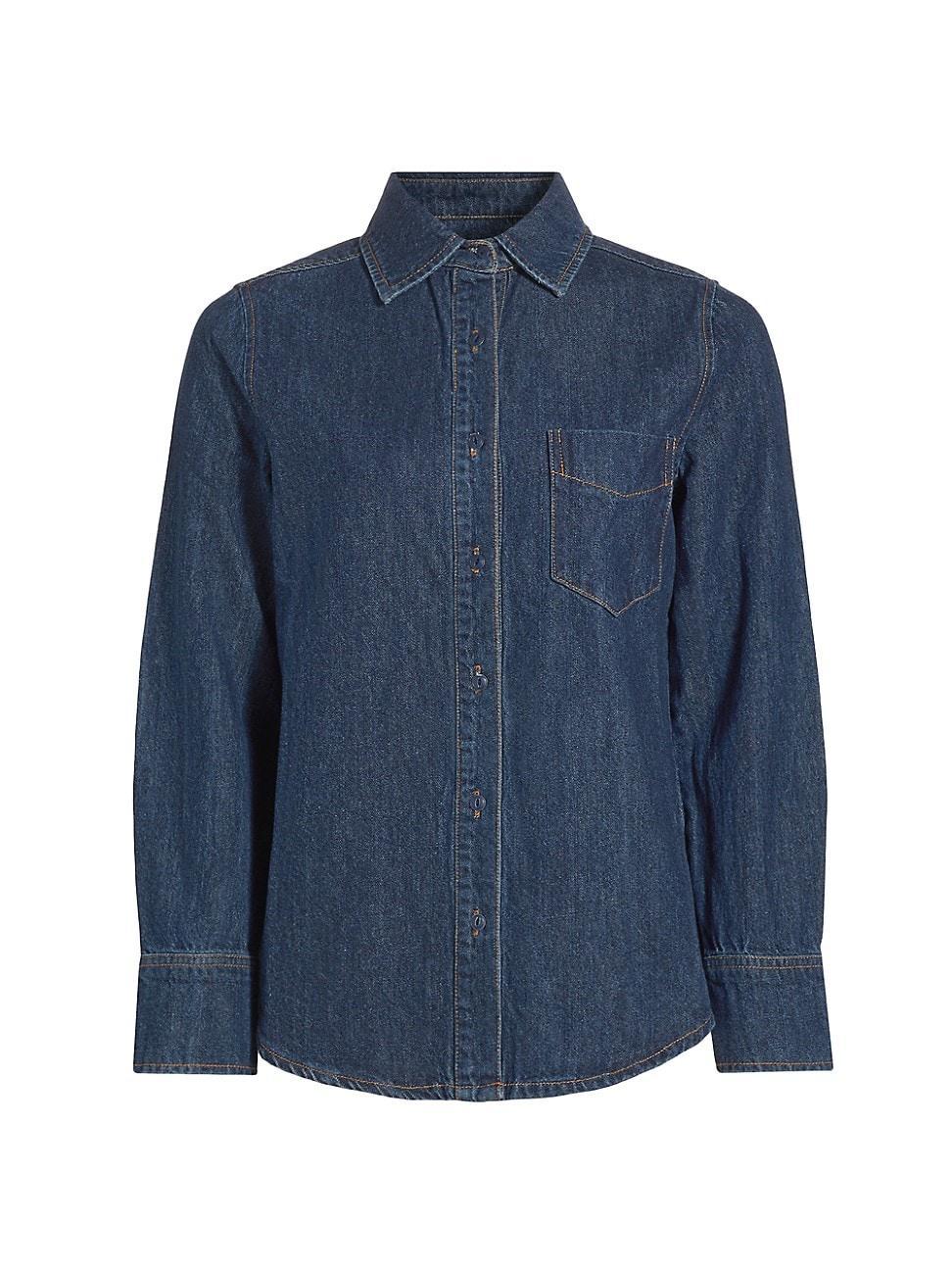 Womens Denim Long-Sleeve Shirt Product Image