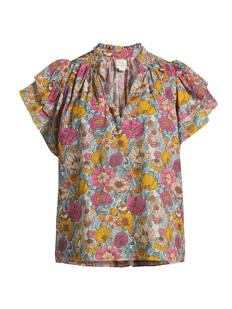 Womens Clover Gathered Floral Blouse Product Image