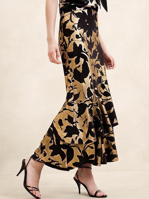 Satin Tiered Maxi Skirt Product Image