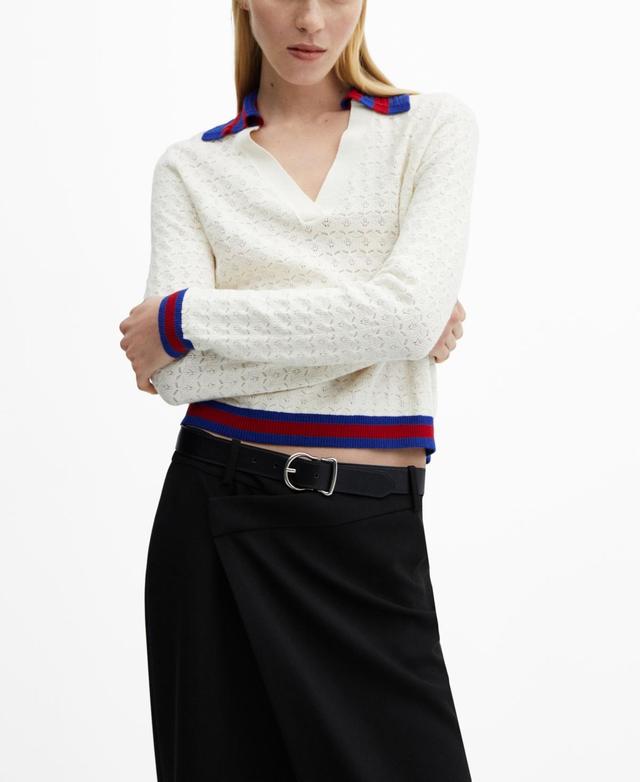 MANGO - Knitted polo neck sweater off whiteWomen Product Image